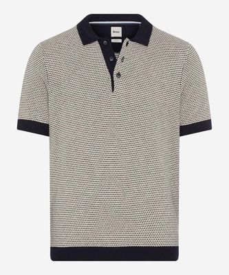 Brax Men knitted linen polo blauw