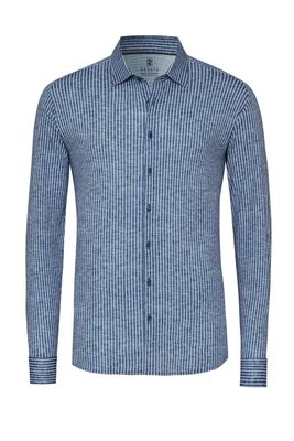 Desoto Men casual kent stretch shirt blauw