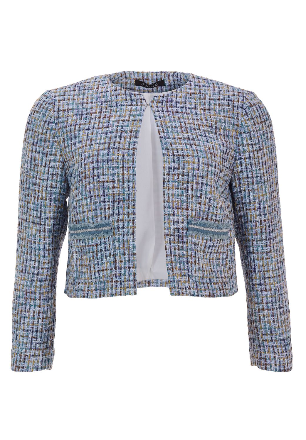 Swing short tweed jacket blauw
