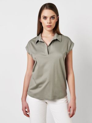 Desoto fiona shortsleeve stretch top groen