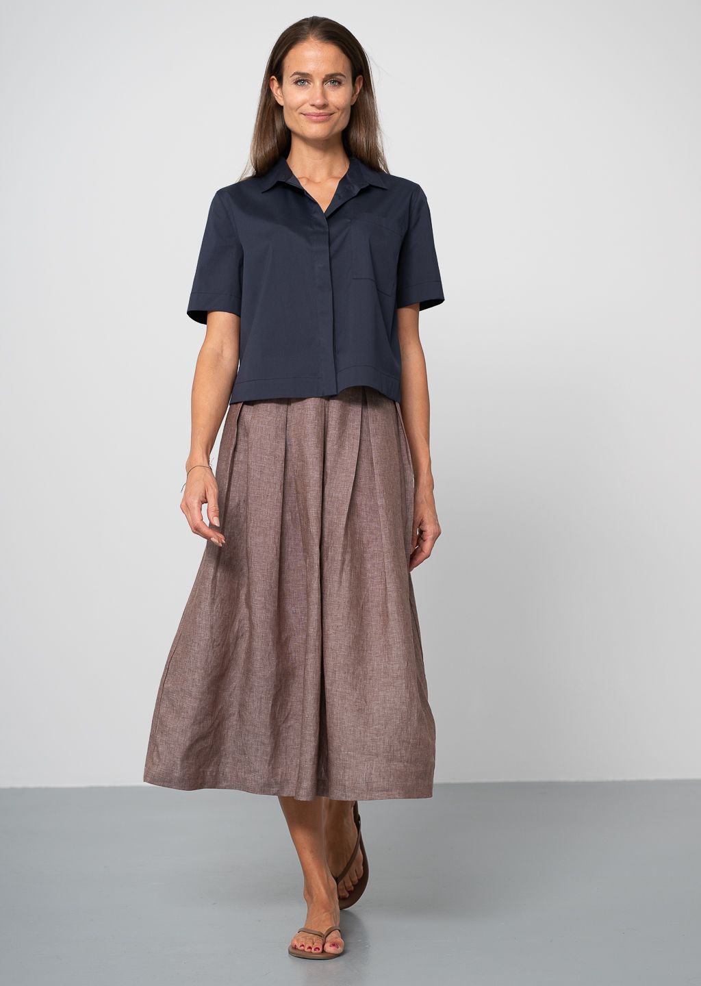 0039 Italy linnen skirt bruin