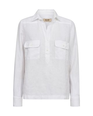 Mos Mosh enna linen pocket blouse wit