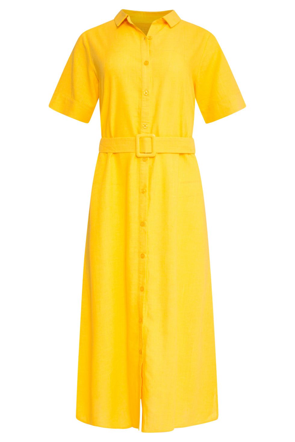 Smashed Lemon button down dress geel