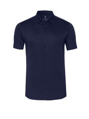 Desoto Men modern buttun down ss shirt blauw