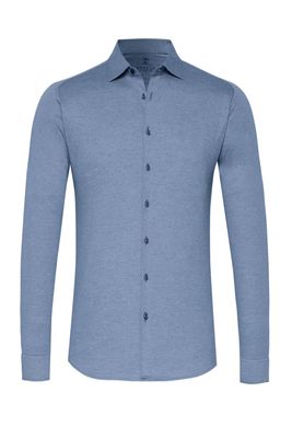 Desoto Men casual kent stretch shirt blauw