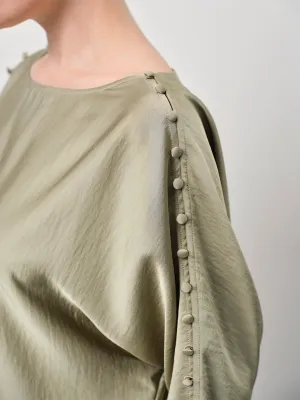 Dante 6 rocco satin button detail top groen