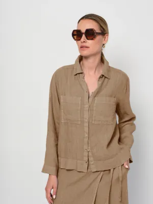 LaSalle Amsterdam button down linnen jacket zand