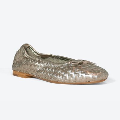 Allan K Antwerp braided leather ballerina goud Allan K Antwerp braided leather ballerina goud