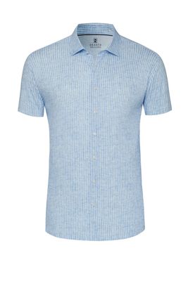 Desoto Men casual kent short sleeve stretch shi blauw