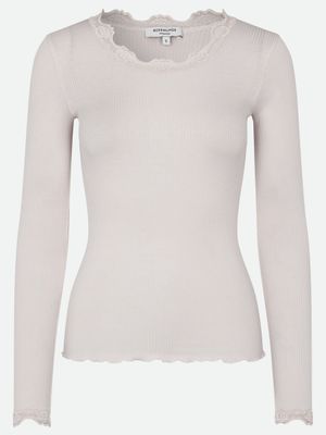 Rosemunde Copenhagen babette silk ls lace top off white