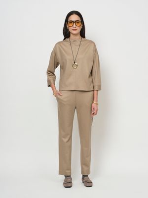 LaSalle Amsterdam boat neck top camel