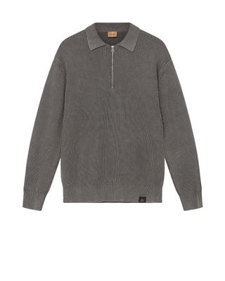 Mos Mosh Gallery royce zip polo knit grijs