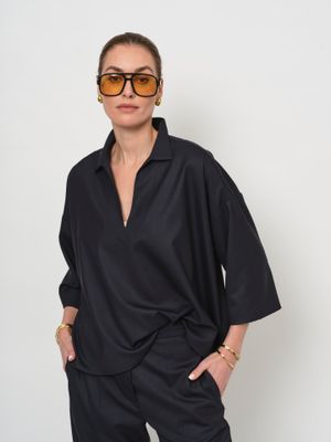 LaSalle Amsterdam boxy shirt blauw