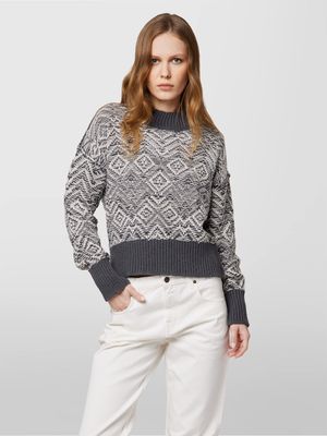 Alpha Studio round neck fantasy knit pullover grijs