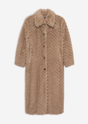 Studio AR scarlet faux mink zigzag coat camel
