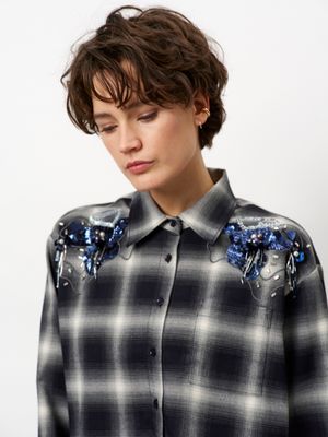Dante6 eason check embellished shirt multicolour