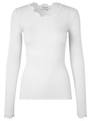 Rosemunde Copenhagen babette silk ls lace top wit