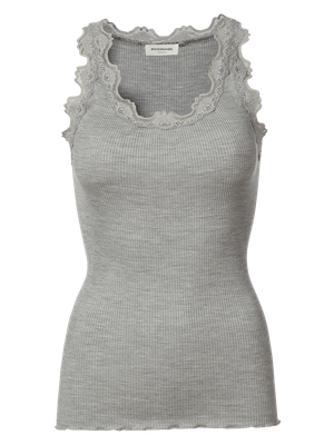 Rosemunde Copenhagen babette silk u-neck grijs
