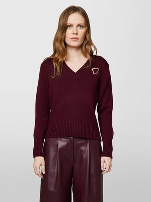 Alpha Studio v neck pullover bordeaux