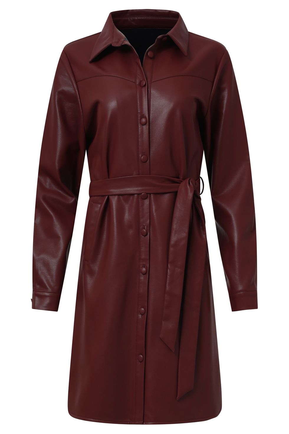 Smashed Lemon faux leather dress bordeaux