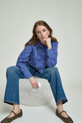 Minus kesia cropped shirt blauw