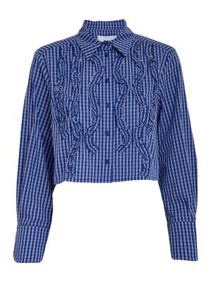 Minus kesia cropped shirt blauw