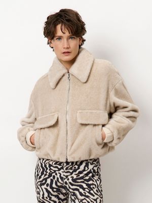 Dante6 entity faux fur bomber jacket off white