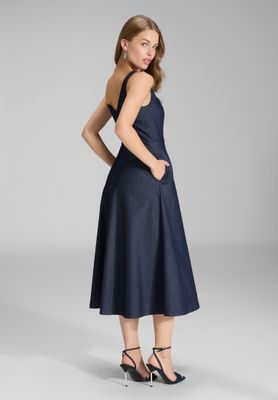Swing denim midi dress blauw