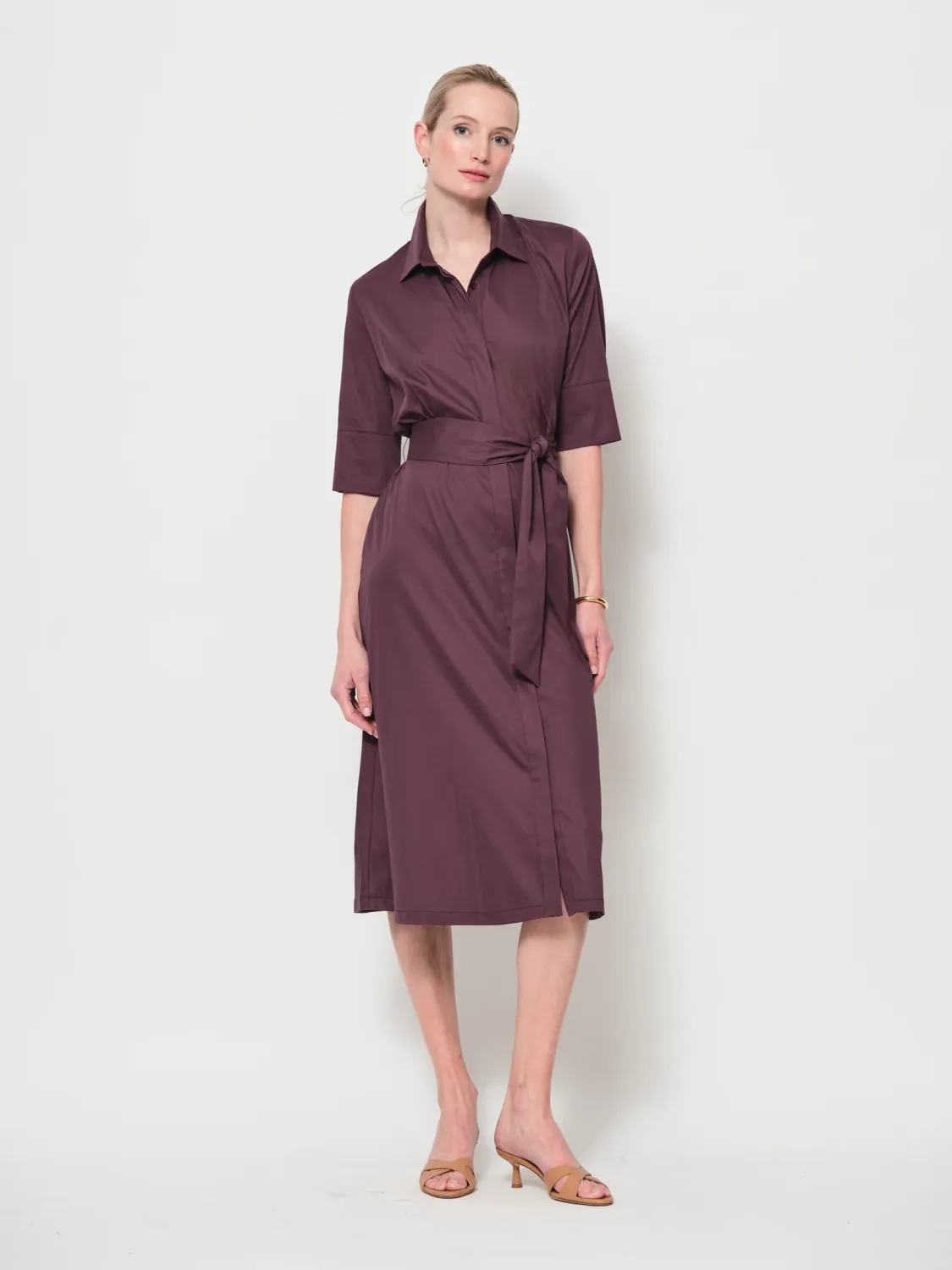 LaSalle Amsterdam open collar shirt dress paars