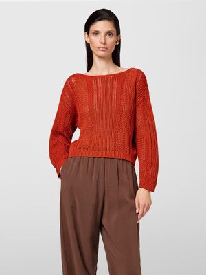 Alpha Studio crewneck knit oranje