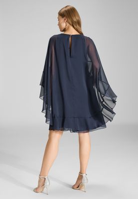 Swing chifon cape dress blauw