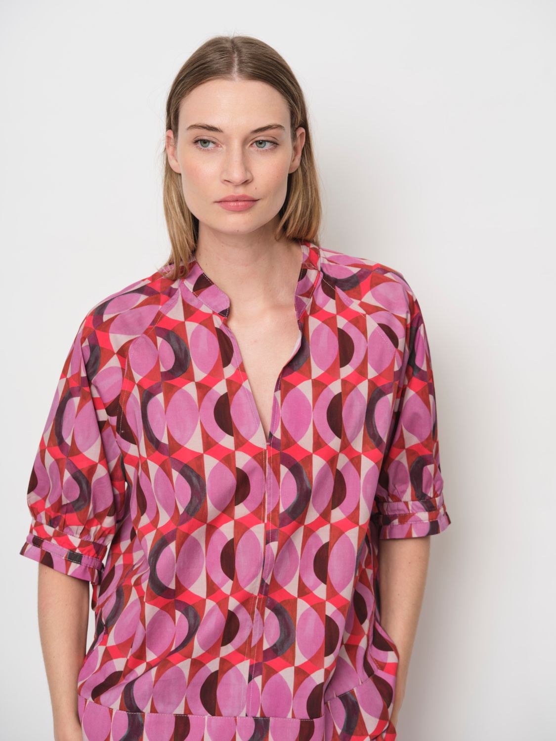 LaSalle Amsterdam mandarin collar blouse multicolour