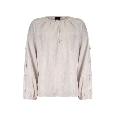 Poools striped blouse taupe