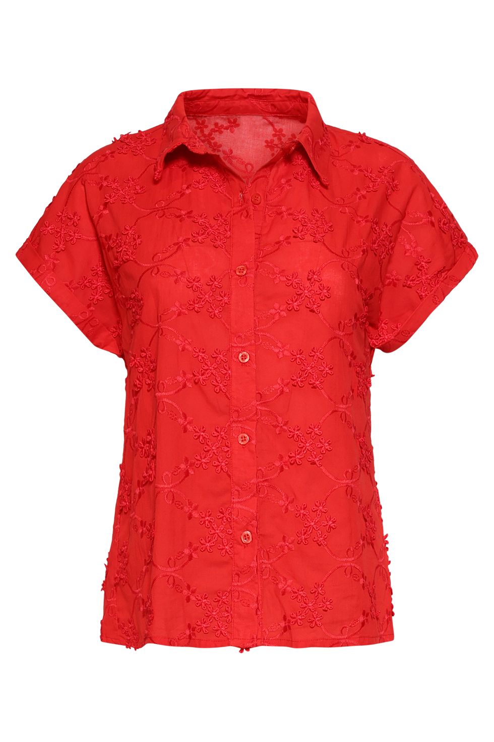 Smashed Lemon flower embroidered top rood