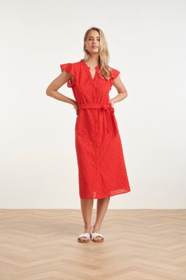 Smashed Lemon midi dress rood