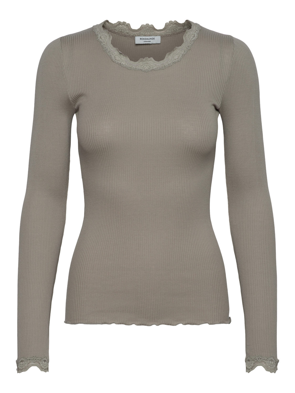 Rosemunde Copenhagen babette silk ls lace top groen