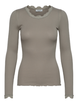 Rosemunde Copenhagen babette silk ls lace top groen