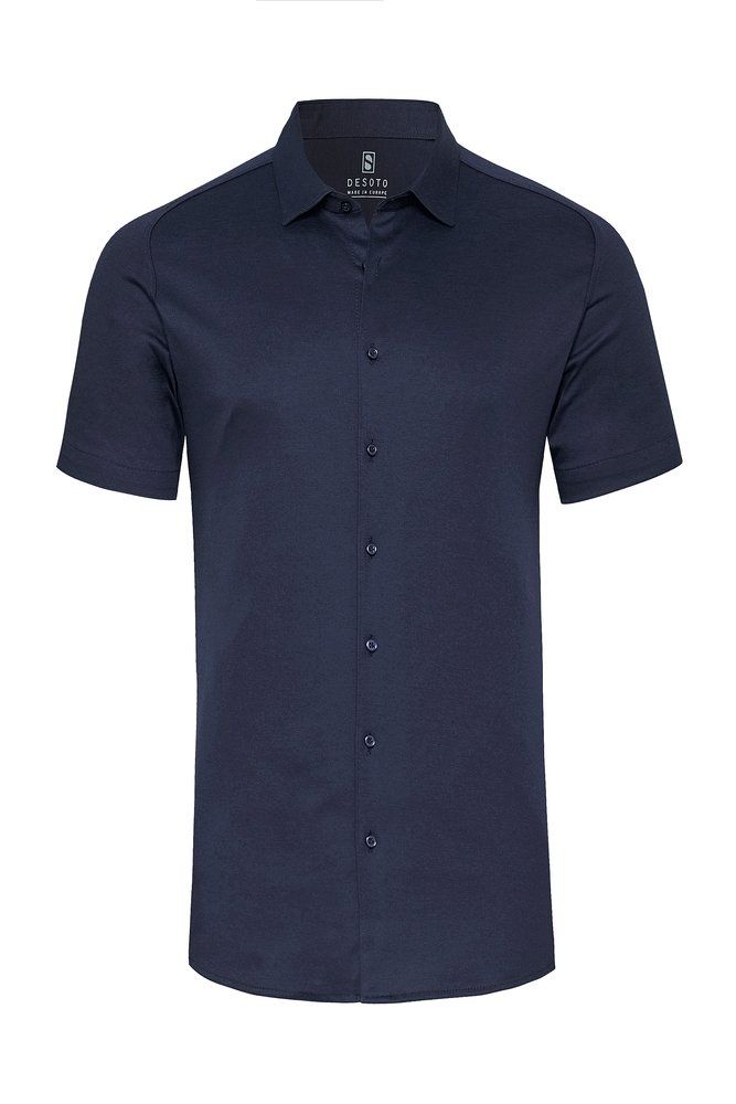 Desoto Men casual kent short sleeve blauw