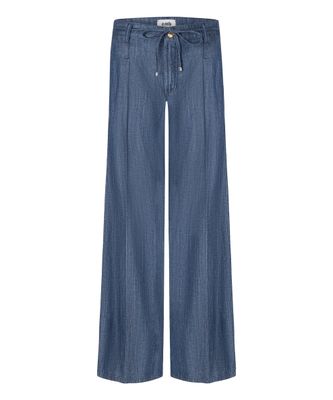 Cambio alina blue denim linen look jeans blauw