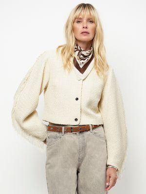 Dante6 vale fringe boucle jacket off white