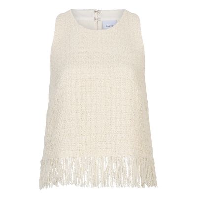 Dante6 nolise fringe boucle halter top off white
