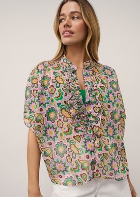 0039 Italy daisy printed blouse multicolour