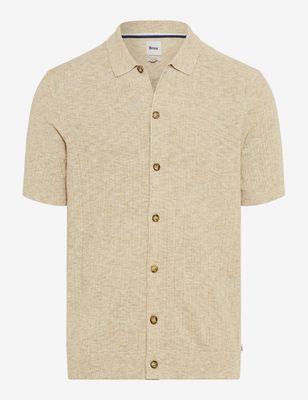 Brax Men jimmy button down polo zand