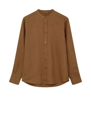 Mos Mosh Gallery theo linen stand shirt bruin