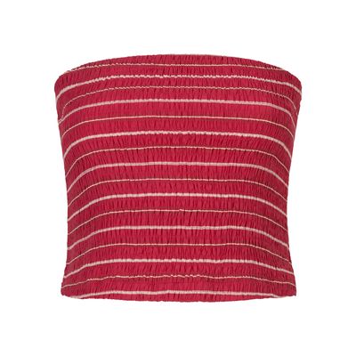 Dante6 bliss striped smocked bustier rood