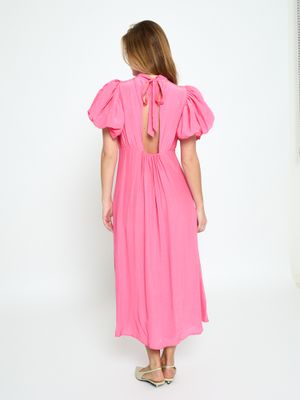 Minus alicia puff sleeve dress roze