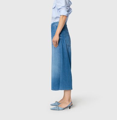 Mac ella cropped denim blauw