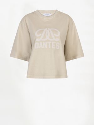 Dante6 maimu loose fit cropped logo tee zand