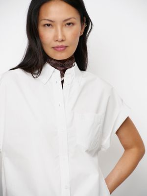 Dante6 eclat cap sleeve button down shirt wit
