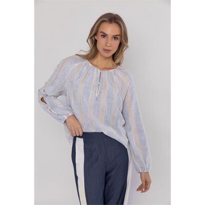 Poools striped blouse blauw